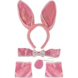 Konijnenoren playboy bunny set roze - konijn haarband pasen