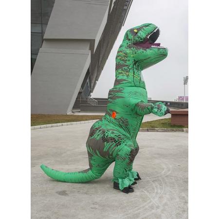 Opblaasbaar T-rex kostuum dino pak groen kinderen - kids one size - dinosaurus Jurassic World™ Trex kinder dinopak