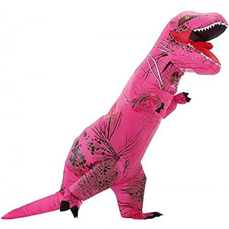 Opblaasbaar T-rex kostuum dino pak roze kinderen - kids one size - dinosaurus Jurassic World™ Trex kinder dinopak