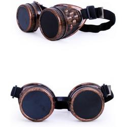Steampunk goggles koper bril met donkere en heldere glazen van glas - zonnebril festival carnaval Burning Man koperen bruin