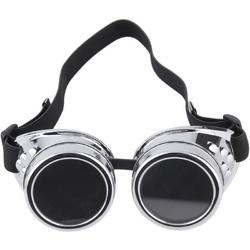 Steampunk goggles zilver bril met donkere en heldere glazen van glas - zonnebril festival carnaval Burning Man zilveren