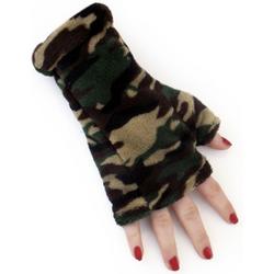Vingerloze handschoenen legerprint camouflage fleece