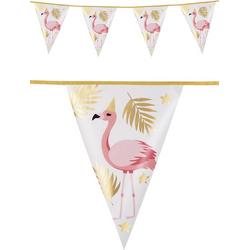 Vlaggetjes flamingo tropisch goud roze slinger vlaggenlijn