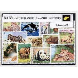 Babydieren en hun Moeders in de Dierentuin – Luxe postzegel pakket (A6 formaat) : collectie van 25 verschillende postzegels van babydieren en hun moeders – kan als ansichtkaart in een A6  envelop - authentiek cadeau - kado -kaart - dieren
