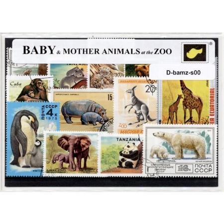 Babydieren en hun Moeders in de Dierentuin – Luxe postzegel pakket (A6 formaat) : collectie van verschillende postzegels van babydieren en hun moeders – kan als ansichtkaart in een A6  envelop - authentiek cadeau - kado -kaart - dieren