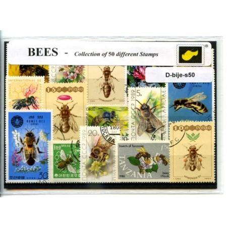 Bijen – Luxe postzegel pakket (A6 formaat) : collectie van 50 verschillende postzegels van bijen – kan als ansichtkaart in een A6  envelop - authentiek cadeau - kado -kaart - dieren - insecten - honingbij - honing - Antophila - vliesvleugeligen