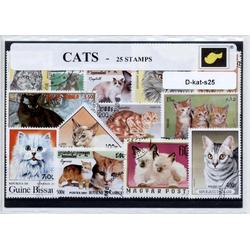 Katten - postzegelpakket cadeau met 25 verschillende zegels