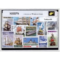 Schepen – Luxe postzegel pakket (A6 formaat) : collectie van 50 verschillende postzegels van schepen – kan als ansichtkaart in een A6 envelop - authentiek cadeau - kado - geschenk - kaart - scheepvaart - zeilen - schip - boot - boten - schepen