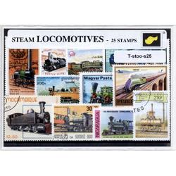 Stoomlocomotieven - postzegelpakket cadeau met 25 verschillende postzegels