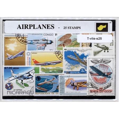 Vliegtuigen - postzegelpakket cadeau met 25 verschillende postzegels