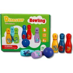 Dinosaurus Bowlingset Kinderen - Houten Mini Kegelspel voor Peuters - Houten Speelgoed - Dinosaurus Speelgoed