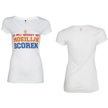 KNVB - Nederlands Elftal T-shirt Dames Moeilijk Scoren Blanco-L