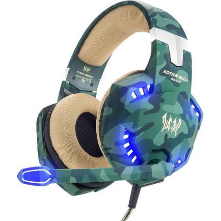 KOTION EACH G2600 gaming-headset met stereo USB-microfoon voor PS4-laptops (camouflage groen)