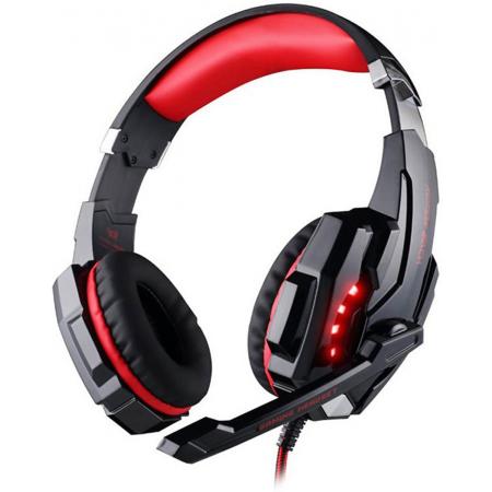 KOTION ELKE G9000 gaming-headset met stereo USB-microfoon ontworpen voor Laptops Tegelijkertijd Verenigbaar PS4 Xbox Nintendo Switch（Eén USB-kabel en één 3,5 mm-kabel,Black-Red）