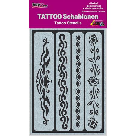 KREUL tattoo sjabloon - Klevende stencil met sierlijke tatoeages - Geschikt in combinatie met tattoo stiften - voor strand, feest, carnaval en kinderen verjaardag