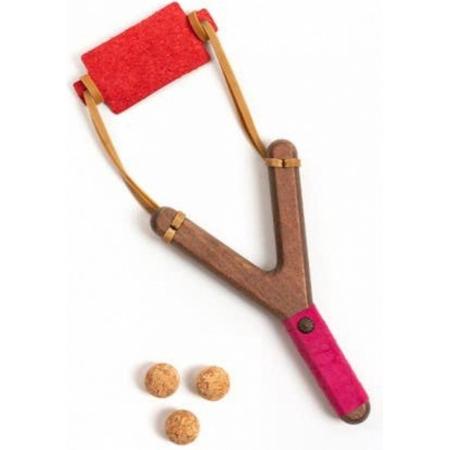 Kalid Medieval Toys - Katapult met kurken ballen - Luxe Editie Roze- Speelgoedwapen - Houten katapult - katapult - Houten speelgoed - slingshot