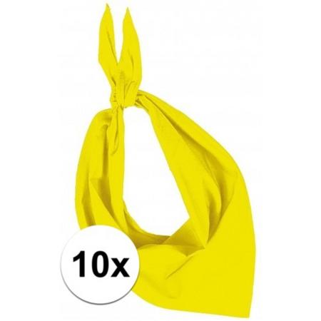 10x Zakdoek bandana geel - hoofddoekjes