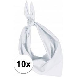 10x Zakdoek bandana wit - hoofddoekjes