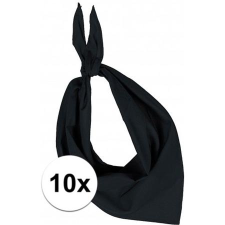 10x Zakdoek bandana zwart - hoofddoekjes