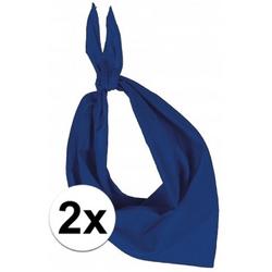 2x Zakdoek bandana kobalt blauw - hoofddoekjes