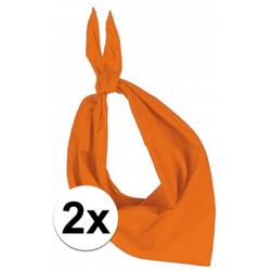 2x Zakdoek bandana oranje - hoofddoekjes