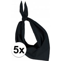 5x Zakdoek bandana zwart - hoofddoekjes