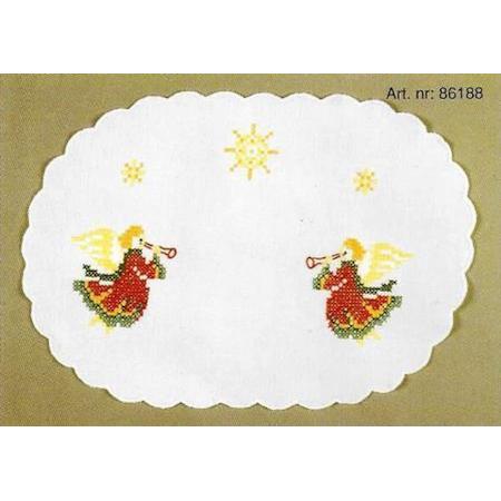 kruissteekkleedje 86188 kerstengelen met trompet, wit (4 st.)