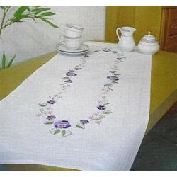 steelsteekloper 84018 paarse viooltjes met bloemen/bladeren, wit