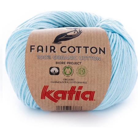Katia Fair Cotton Lichtblauw - 1 bol - biologisch garen - haakkatoen - amigurumi - ecologisch - haken - breien - duurzaam - bio - milieuvriendelijk - haken - breien - katoen - wol - biowol