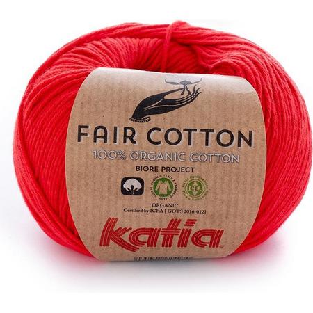 Katia Fair Cotton Rood - 1 bol - biologisch garen - haakkatoen - amigurumi - ecologisch - haken - breien - duurzaam - bio - milieuvriendelijk - haken - breien - katoen - wol - biowol