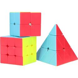Keebies Rubiks Speed Cube Set - 3x3 / 2x2 - Pyraminx - Breinbreker - Incl. Solver / Oplossen Handleiding - 3 Pack