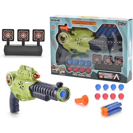 Foam speelgoedpistool en schietschijf met LED en geluid - Geschikt voor NERF guns pijltjes - Inclusief schietschijf, foam ballen en raketten