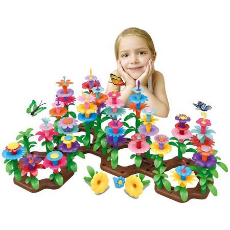 Nieuw 2023 Bloemen Bouwspel/Bouwset: Constructie Speelgoed en Bouwblokken Educatief Speelgoed voor Kinderen, 148 Onderdelen