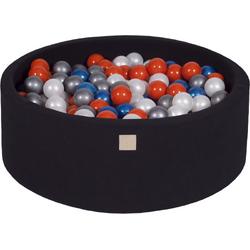 Ballenbak KATOEN Zwart - 90x30 incl. 200 ballen - Parelblauw, Parelwit, Oranje, Zilver