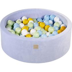 Ballenbak VELVET Baby Blauw - 90x30 incl. 200 bollen - Lichtgroen, babyblauw, wit, geel