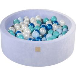 Ballenbak VELVET Baby Blauw - 90x30 incl. 200 bollen - Parelblauw, Babyblauw, Parelwit, Turkoois