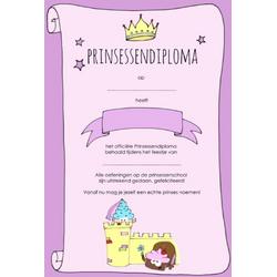 Prinsessen diplomas - kinderfeestje - diploma Prinses - 8 stuks