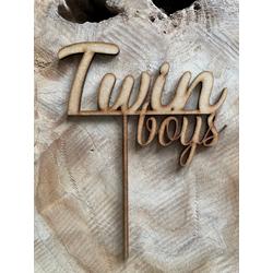 Taarttopper Twin boys onbehandeld - Geboorte - Babyshower - Tweeling