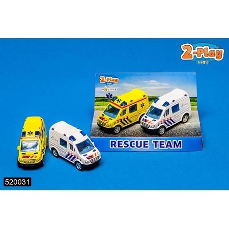 2-Play Die Cast pull back Rescue Team set