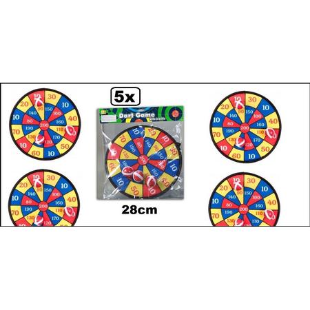 5x Kids Fun dartbord klittenband 28 cm 4-delig