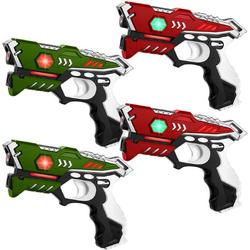 KidsTag Lasergame set met 4 laserpistolen rood/groen - Goedkope laserguns met veel uitbreidingsmogelijkheden voor kinderen vanaf 6 jaar