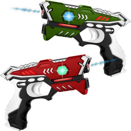 KidsTag lasergame set - 2 laserguns Rood/Groen - Lasergame set voor kinderen - Lasergame pistolen met unieke Vest Only functie - Kleur: Rood/Groen
