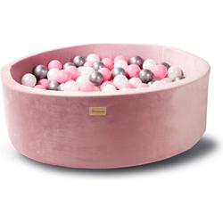 Ballenbak baby speelgoed 1 jaar licht Roze Velvet - Kidsdouche ballenbad met 250 ballen - roze, zilver, wit
