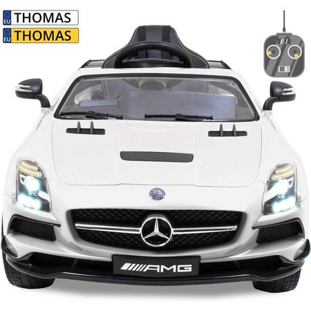 Mercedes kinderauto AMG SLS wit met videoscherm