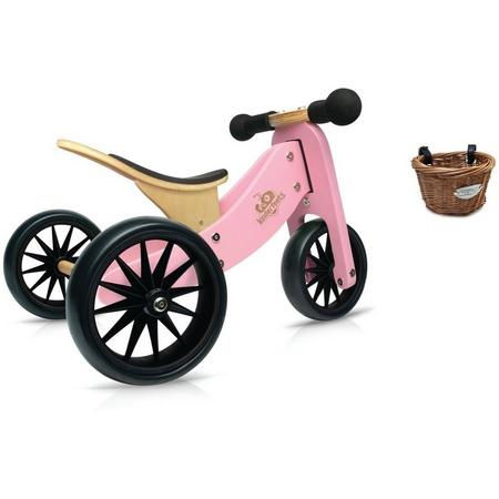 Loopfiets - Roze - Met mandje - Kinderfeets - Balance Bike - Tiny Tot - 2 in 1