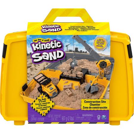 Kinetic Sand, opbouwbare zandbakspeelset Bouwplaats met voertuig en 907 g Kinetic Sand, voor kinderen van 3 jaar en ouder