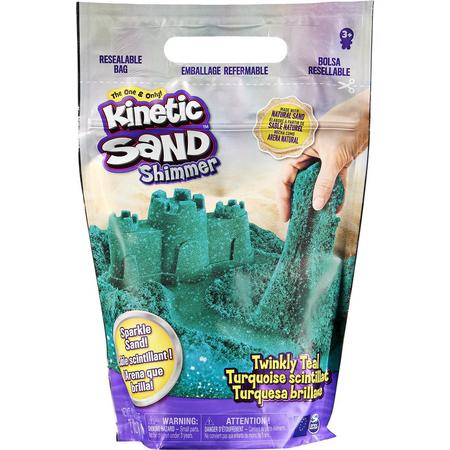 Kinetic Sand, zak met 907 g sprankelend blauwgroen, natuurlijk glinsterend zand om plat te drukken, te mengen en te vormen