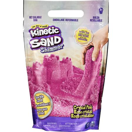 Kinetic Sand, zak van 907 g met kristalroze, natuurlijk glinsterend zand om plat te drukken, te mengen en te vormen