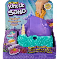 Kinetic Sand - Kristal Zeemeermin-speelset met 481 g goudkleurig glinsterend speelzand met opbergbak en gereedschap - Sensoriche speelgoed