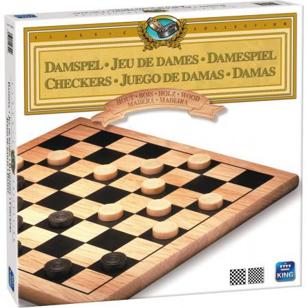 Dammen Hout - King Dambord - Damspel met Houten Damstenen‎‎